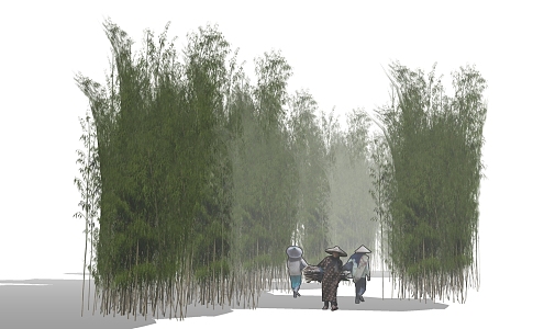 Outdoor bamboo forest plants 3d model