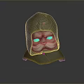 Hooded Cat Character With Green Eyes White Mustache And Orange Nose