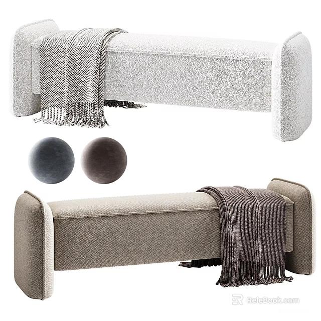 Modern Sofa Bench With Throw Blanket And Multiple Color Options 3d model
