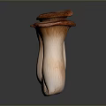 Three Fresh Mushrooms With Brown Caps And Light Stems On Dark Surface