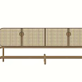 Minimalist TV Stand With Wooden Frame And Woven Panels For Living Room