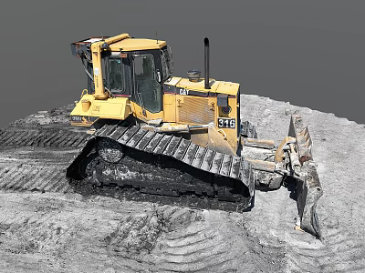 Yellow Bulldozer With Tracks And Blade Working On Earthmoving Ground With Track Marks 3d model