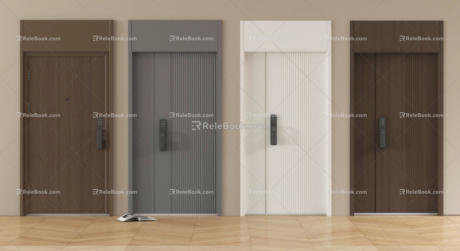 Modern entry door security door fingerprint lock door single door door 3d model