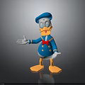 Cartoon Duck Character In Blue Sailor Outfit With Red Bowtie White Gloves And Yellow Feet