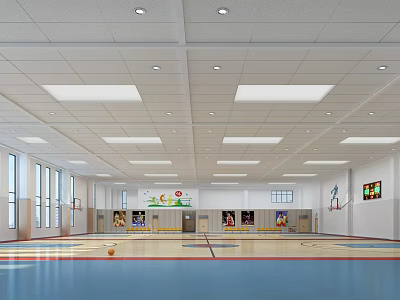 school basketball court gymnasium 3d model