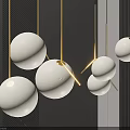 Modern White Spherical Pendant Lights with Gold Accents for Minimalist Contemporary Interior Design