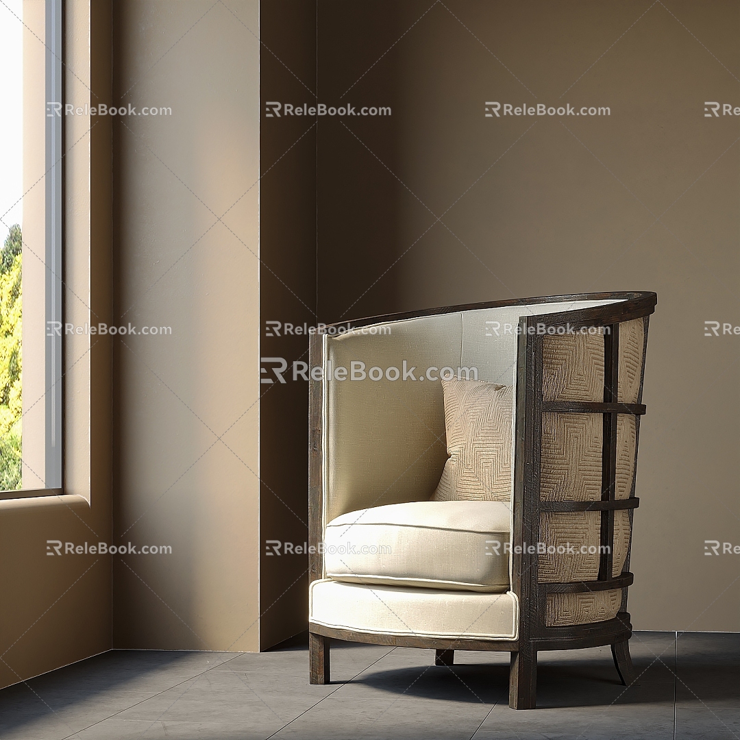 New Chinese-style Single Sofa 3d model