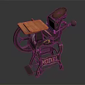 Vintage Manual Kitchen Tool With Wooden Platform Metal Frame And Large Wheel Retro Household Model