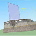 Detailed Architectural Component Structure With Inclined Panel And Layered Base Design