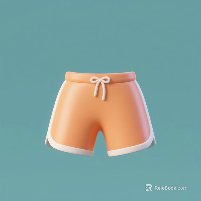 Orange Casual Shorts With White Trim And Bow Detail On Waistband 3d model 