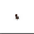 Classic Carved Wooden Armchair With Brown Leather Tufted Backrest And Ornate Carved Armrests And Legs