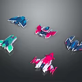 Multiple Colorful Futuristic Spacecraft Models For Cosmic Exploration Design