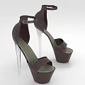 Brown High Heel Sandals With Transparent Stiletto Heels Ankle Straps And Patterned Upper