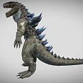 Fierce Mythical Reptile With Sharp Teeth Spiked Back Muscular Limbs And Long Tail Standing