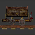 Rusty Vintage Mine Cart Model Displayed on Weathered Rail Tracks
