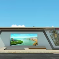 Contemporary Bus Stop Shelter With Large Scenic Screen And Surrounding Trees