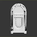 Vintage Style White Jukebox With Decorative Front Grille And Ornamental Details Design