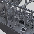 Automated Industrial Equipment Production Line With Transparent Enclosure Mechanical Components And Conveyor Belt