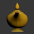 Vintage Golden Metal Decorative Furniture Lamp With Ornamental Top Curved Handle And Round Base