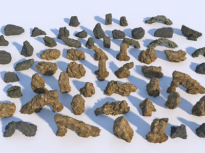 Natural Rockery Stones With Various Shapes And Textures For Garden Landscaping 3d model