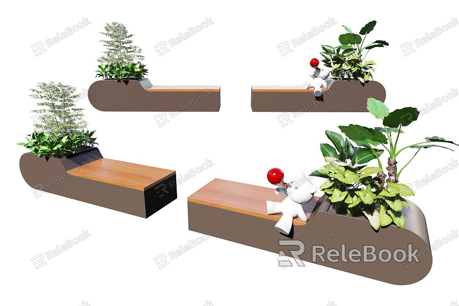 Landscape Seat Outdoor Public Chair Plant Flower Box Flower Box Landscape Seat Stool model