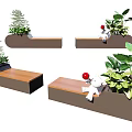 Modern Landscape Seats With Wooden Surfaces And Lush Green Plants For Outdoor Spaces