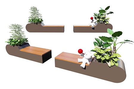 Landscape Seat Outdoor Public Chair Plant Flower Box Flower Box Landscape Seat Stool 3d model