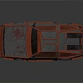 Rusty Metal Cyberpunk Car With Wrecked Frame And 3D Model Design