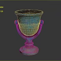 Rustic Blue Decorative Vase With Two Handles And Ornate Base