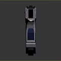Futuristic Pistol Weapon With Blue And White Design Glowing Accents And Metallic Structure