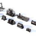 Various Types of Industrial Equipment With Conveyors Tanks Pumps And Mechanical Components