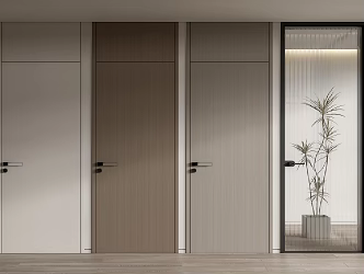 Modern swing door single door wooden door glass door 3d model