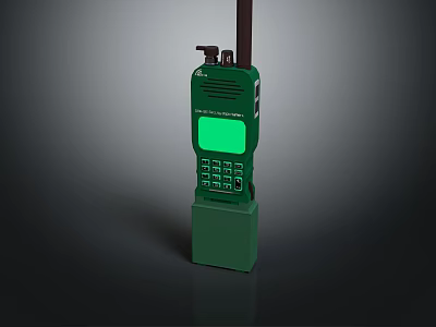 Green Portable Radio Device With Digital Display Screen And Keypad Antenna 3d model