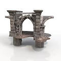 Ancient Stone Architectural Ruins With Arch Structure And Weathered Columns 3d model