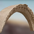 Ancient Stone Arch With Intricate Carved Patterns Against Blue Sky Background 3d model