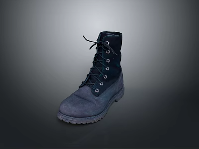 Dark High Top Leather Boots With Laces And Rubber Sole Design 3d model