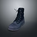 Dark High Top Leather Boots With Laces And Rubber Sole Design