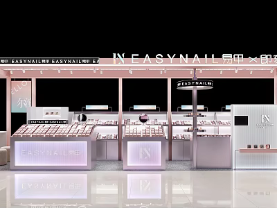 EASYNAIL Specialty Store Modern Design With Nail Product Displays And Illuminated Counters 3d model