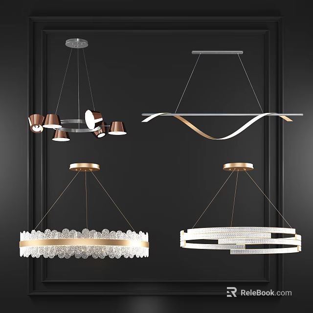 Modern Chandeliers With Circular Design Sleek Metal Frames And Crystal Details 3d model