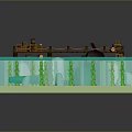 Scenic Wooden Dock Landscape with Clear Water Sandy Bottom and Underwater Cave