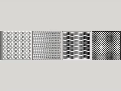 Four Different Decorative Grid Patterns With Varied Mesh Textures And Designs 3d model