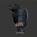 Blue Horned Monster Character With Bulky Body Sharp Claws And Prominent Belly In Game Movie