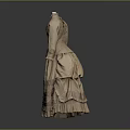 Elegant Vintage Button Front Dress With High Collar Long Sleeves Ruffled Skirt