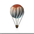 Red And White Hot Air Balloon With Brown Basket And Ropes