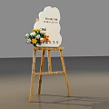 Wooden Easel With Welcome Home Sweet Party Sign And Flower Bouquet Number 080