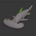 Silver Shark Doll with Green Fins Purple Accents and Black Eyes for Kids