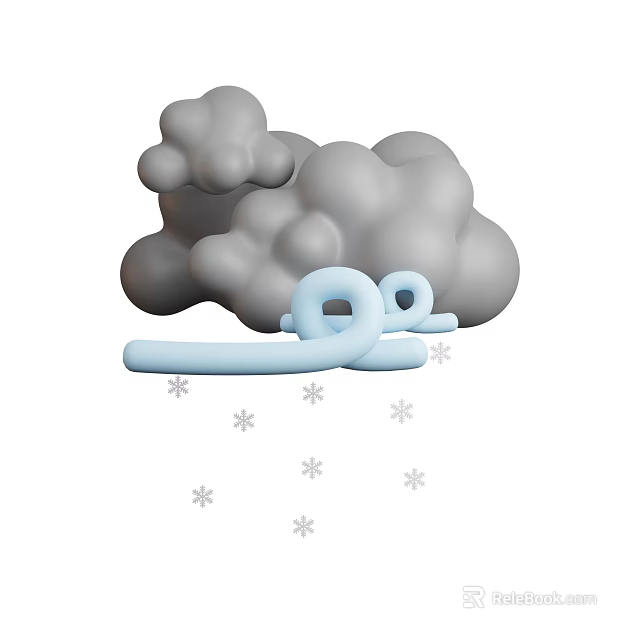 Gray And Blue Cloud Shaped Decorative Ornament Set With Snowflake Decorations For Home Decor 3d model 