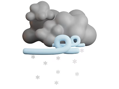 Gray And Blue Cloud Shaped Decorative Ornament Set With Snowflake Decorations For Home Decor 3d model