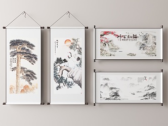 New Chinese Landscape Painting Decorative Hanging Painting 3d model