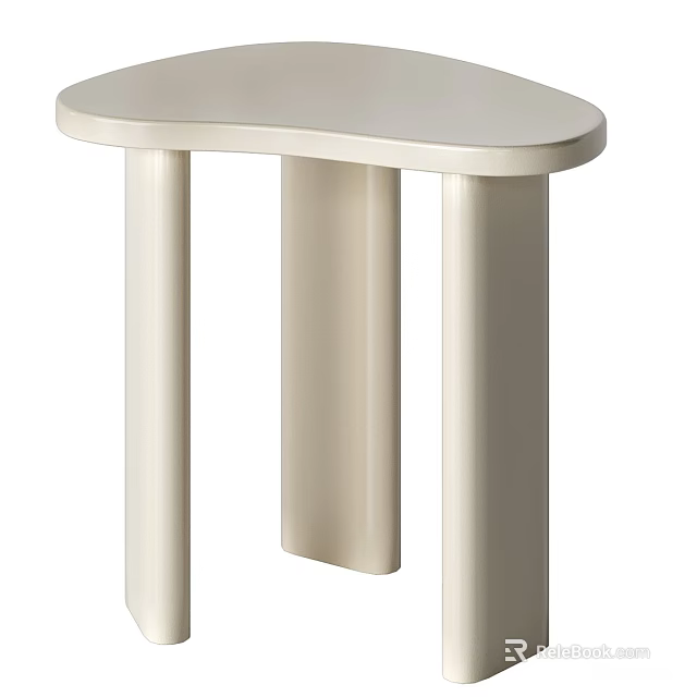 Elegant Cream White Side Table With Smooth Rounded Tabletop For Modern Minimalist Living Room Decor 3d model 